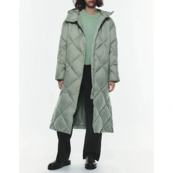ZARA QUILTED PUFFER COAT WITH HOOD